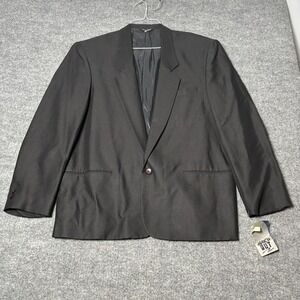 MAX'D OUT Blazer Mens Large Black Linen Rayon Made In Taiwan 1 Button Sport Coat